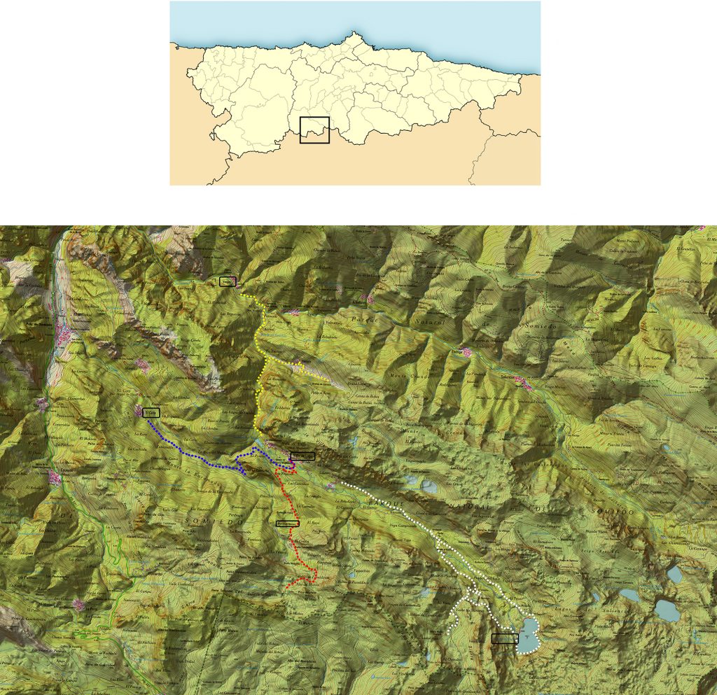 Plano Somiedo Valle de Lago - Rutas desde Valle de Lago
