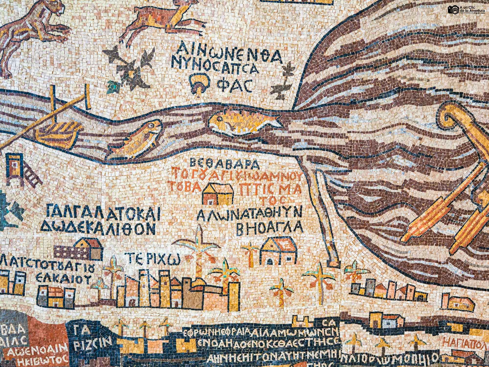 Mosaico del mapa de Tierra Santa en Madaba, que ver en Jordania